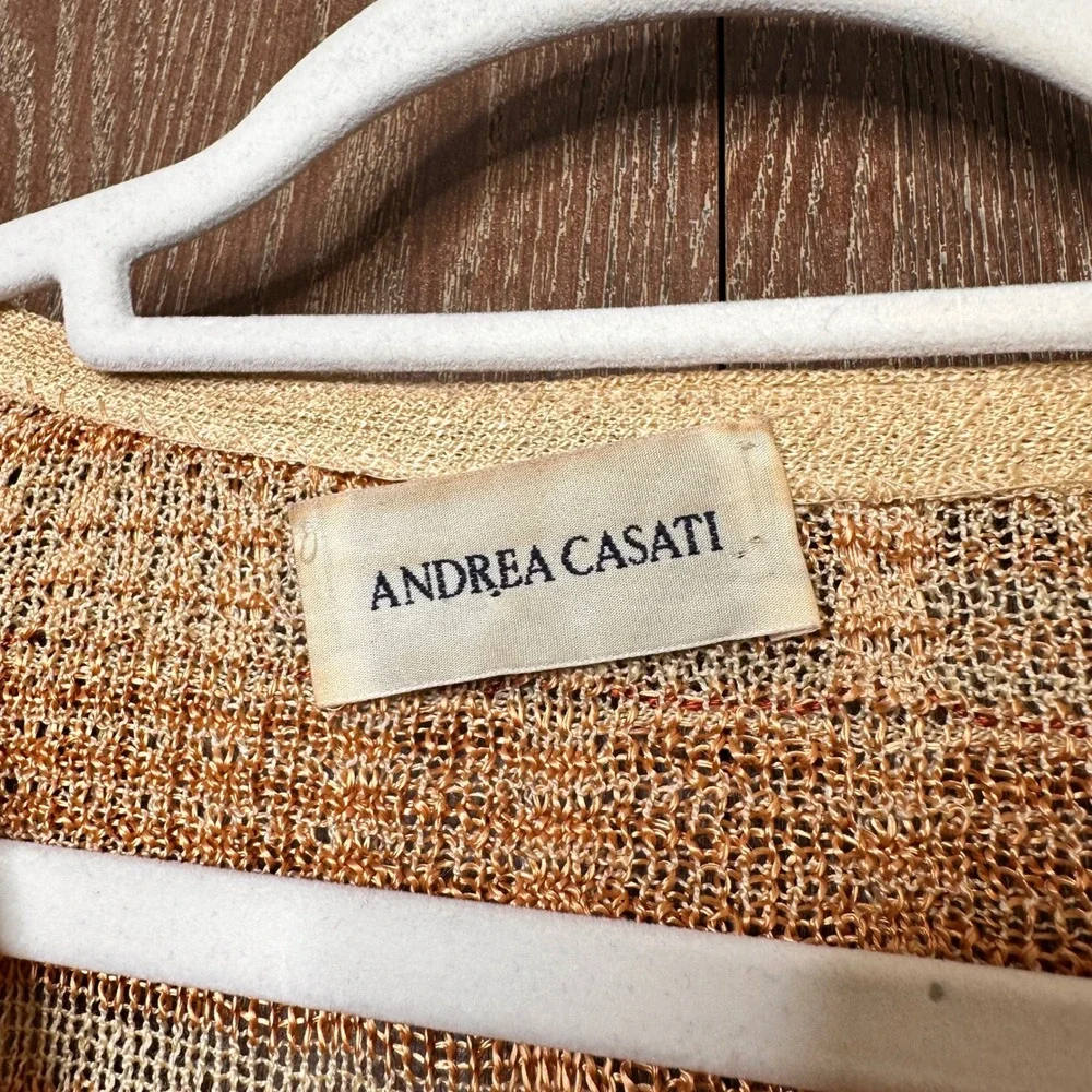 Andrea Casati Vintage Italian Knit Cardigan Sweater Cream Copper Italy Vacation - Picture 5 of 11